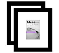 Americanflat 5.5x6.5 Picture Frame With Polished Plexiglass - Set of 2 - Use as 2.5x3.5 With Mat or 5.5x6.5 Without Mat - Galleria Collection - Gallery for Tabletop and Wall - Black