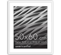 Americanflat 50x60 cm Picture Frame with Polished Plexi Cover - Use as 40x50 cm Wall Photo Frame with Mount or Display 60x50 cm Photo without Mount - Streamline Collection - White