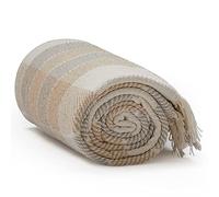 Americanflat 50x60 Throw Blanket - Soft and Breathable Cotton Throw Blanket for Couch, Bed, Chair - Decorative Blankets Perfect for Home, Office, or Outdoor Use - Camel and Beige Plaid Design