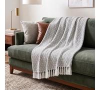 Americanflat 50x60 Throw Blanket - Soft and Breathable Cotton Throw Blanket for Couch, Bed, Chair - Decorative Blanket Perfect for Home, Office, or Outdoor Use - Cloud Grey and White Mini Diamond