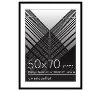 Americanflat 50x70 cm Picture Frame with Polished Plexi Cover - Use as 42x60 cm Wall Photo Frame with Mount or Display 70x50 cm Photo without Mount - Streamline Collection - Black