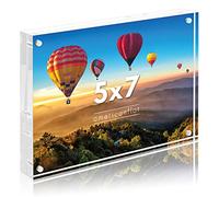Americanflat 5x7 Acrylic Picture Frame - Double Sided Picture Frame with Magnetic Corners - Transparent Acrylic Frame for Desk or Tabletop Display - 5x7 Picture Frame with Microfiber Cloth Included