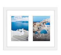 Americanflat 5x7 Double Picture Frame with Shatter-Resistant Glass - Fits Two 5x7 Photos or One 11x14 Picture - Signature Collection - Photo Frame for Wall Display - White