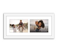 Americanflat 5x7 Double Picture Frame with Shatter-Resistant Glass - Fits Two 5x7 Photos or use as One 7x16 Frame - Signature Collection - Collage Frames for Tabletop and Wall Display - White