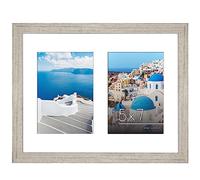 Americanflat 5x7 Double Picture Frame with Shatter-Resistant Glass - Fits Two 5x7 Photos or Use as One 11x14 Picture Frame - Signature Collection - Collage Frames for Wall Display - Driftwood