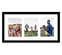 Americanflat 10x20 Panoramic Picture Frame in Black - Three 7x5 Photo Frame Openings with Shatter Resistant Acrylic Cover - Multi Aperture Panoramic Frame, Horizontal and Vertical Format for Wall