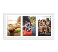 Americanflat 5x7 Picture Frame Collage with Shatter-Resistant Glass - Signature Collection - Fits Three 5x7 or One 8x16 Photo - Collage Photo Frame for Tabletop and Wall Display - White