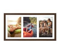 Americanflat 5x7 Picture Frame Collage with Shatter-Resistant Glass - Signature Collection - Fits Three 5x7 or One 8x16 Photo - Collage Photo Frame for Tabletop and Wall Display - Walnut