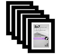 Americanflat 5x7 Picture Frame Set of 5 in Black - Gallery Wall Frame Set with Included Hanging Hardware and Easel - Horizontal or Vertical Display Collage Wall Decor and Tabletop Display