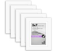 Americanflat 5x7 Picture Frame Set of 5 in White - Use as 4x6 Picture Frame with Mat or 5x7 Frame Without Mat - Picture Frames Collage Wall Decor with Plexiglass and Easel for Wall or Tabletop