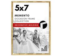 Americanflat 5x7 Picture Frame with Bamboo-Style Molding - Gold Bamboo Frame with Shatter-Resistant Glass - Elegant Gallery Style Frames for Tabletop or Wall Display - Gold