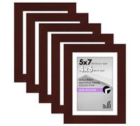 Americanflat 5x7 Picture Frame with Polished Plexiglass - Set of 5 - Use as 4x6 Frame with Mat or Display 5x7 Photo Without Mat - Galleria Collection - Picture Frames for Tabletop and Wall - Mahogany