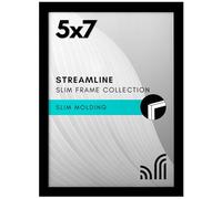 Americanflat 5x7 Picture Frame with Shatter-Resistant Glass - Streamline Collection - Thin Border Photo Frame for Wall and Tabletop Display - Hanging Hardware and Easel Back Included - Black