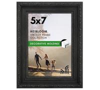 Americanflat 5x7 Picture Frame with Shatter-Resistant Glass - Vintage Frames with Easel - Ornate Picture Frames for Wall and Tabletop Display - Black