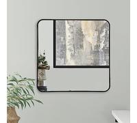Americanflat 60 cm Square Black Frame Mirror with Rounded Corners - Aluminium Framed Wall Mirror for Bedroom, Bathroom, and Living Room - Large Mirror for Wall with Hanging Hardware