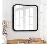 Americanflat 60 cm Square Black Frame Mirror with Rounded Corners - Wall Mirror for Bedroom, Bathroom, and Living Room - Large Mirror for Wall with Hanging Hardware