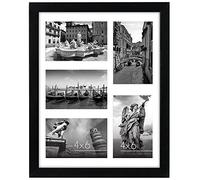 Americanflat 6x4 Collage Photo Frame with Shatter-Resistant Glass - Signature Collection - Fits Five 4x6 Photos or Use as One 11x14 Picture Frame for Wall Display - Black