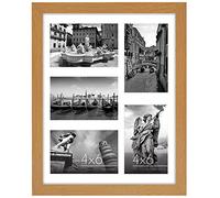 Americanflat 11x14 Picture Frame in Dark Oak - Five 6x4 Photo Frame Openings with Shatter Resistant Glass - Multi Aperture Collage Frame with Horizontal and Vertical Format for Wall