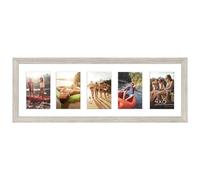Americanflat 6x4 Collage Photo Frame with Shatter-Resistant Glass - Signature Collection - Fits Five 4x6 Photos or Use as One 8x24 Picture Frame for Wall Display - Driftwood