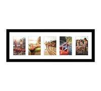 Americanflat 6x4 Collage Photo Frame with Shatter-Resistant Glass - Signature Collection - Fits Five 4x6 Photos or Use as One 8x24 Picture Frame for Wall Display - Black