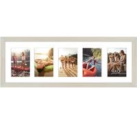 Americanflat 6x4 Collage Photo Frame with Shatter-Resistant Glass - Signature Collection - Fits Five 4x6 Photos or Use as One 8x24 Picture Frame for Wall Display - Light Wood