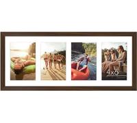 Americanflat 8x20 Panoramic Picture Frame in Walnut - Four 6x4 Photo Frame Openings - Multi Aperture Collage Picture Frame with Horizontal and Vertical Format for Wall and Tabletop