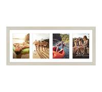 Americanflat 8x20 Panoramic Picture Frame in Light Wood - Four 6x4 Photo Frame Openings - Multi Aperture Collage Picture Frame with Horizontal and Vertical Format for Wall and Tabletop