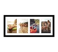 Americanflat 6x4 Collage Photo Frame with Shatter-Resistant Glass - Signature Collection - Fits Four 4x6 Photos or Use as One 8x20 Picture Frame for Wall Display - Black