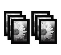 Americanflat 6x4 Photo Frames - Set of 6 - Gallery Wall Picture Frame Set in Black - Engineered Wood with Polished Plexiglass - Horizontal and Vertical Formats for Wall and Tabletop