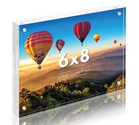 Americanflat 6x8 Acrylic Picture Frame - Double Sided with Magnetic Corners - Transparent - 6x8