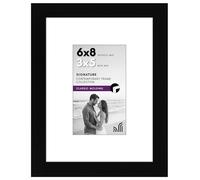 Americanflat 6x8 Picture Frame in Black - Use as 3x5 Picture Frame with Mat or 6x8 Frame Without Mat - Engineered Wood Frame with Hanging Hardware and Easel - Small Picture Frame for Wall and Tabletop