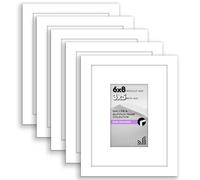 Americanflat 6x8 Picture Frame Set of 5 - Plexiglass with Polished Finish - Galleria Collection - Wall or Tabletop Display - White