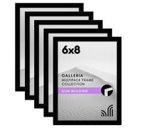Americanflat 6x8 Picture Frame with Polished Plexiglass - Set of 5 - Galleria Collection - Picture Frames for Tabletop and Wall Display - Black