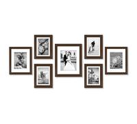 Americanflat 7 Piece Gallery Wall Frame Set in Walnut - One 11x14, Two 10x8, and Four 7x5 Frames - Collage for Wall With Horizontal and Vertical Formats