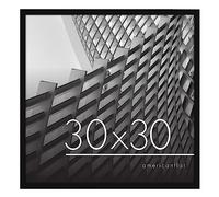 Americanflat 70x70 cm Picture Frame with Polished Plexi Cover - Use as 60x60 cm Wall Photo Frame with Mount or Display 70x70 cm Photo without Mount - Streamline Collection - Black