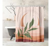 Americanflat 71x74 Boho Shower Curtain - Water-Resistant Long Shower Curtain with Durable Metal Grommets and 12 Hooks - 100% Polyester - Sage Green, Terracotta, Blush Pink and Rust Red