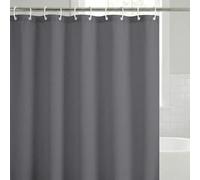 Americanflat 71x74 Solid Grey Shower Curtain - 100% Polyester Water-Resistant Bath Curtain with Metal Grommets and 12 Shower Curtain Rings - Long Shower Curtains for Bathroom