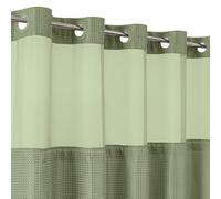 Americanflat 72x75 Hookless Waffle Pattern Shower Curtain - Water-Resistant Long Shower Curtain with Sheer Panel, Snap-in Liner, and Durable Grommets - 100% Polyester - Green