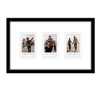 Americanflat 7x12 Picture Collage Frame in Black - Instant Mini Film Frame with Double White Mat, Shatter-Resistant Glass Cover and Easel Stand