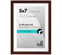 Americanflat 7x5 Photo Frame in Mahogany Colour - Thin Border 6x4 Photo Frame with Mount or 7x5 Frame Without Mount - Picture Frame with Shatter-Resistant Glass and Easel for Wall and Tabletop Display