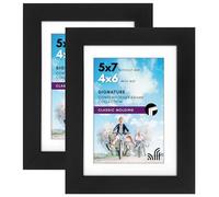 Americanflat 7x5 Photo Frames in Black - Set of 2 - Use as 6x4 Photo Frames with Mount or 7x5 Frame Without Mount - Horizontal and Vertical Formats for Wall and Tabletop - 17.78x12.7 cm