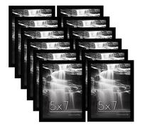 Americanflat 7x5 Photo Frames with Shatter-Resistant Glass - Set of 12 - Gallery Wall Frame Set for Tabletop and Wall Display - Black