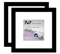 Americanflat 7x7 Picture Frame in Black - Set of 2 - Use as 4x4 Frame with Mat or 7x7 Frame Without Mat - Gallery Wall Frame Set with Plexiglass, Hanging Hardware, and Easel for Wall and Tabletop