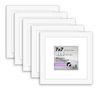 Americanflat 7x7 Picture Frame Set of 5 in White - Use as 4x4 Picture Frame with Mat or 7x7 Frame Without Mat - Picture Frames Collage Wall Decor with Plexiglass and Easel for Wall or Tabletop