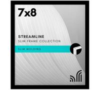 Americanflat 7x8 Picture Frame with Shatter-Resistant Glass - Streamline Collection - Thin Border Picture Frame for Tabletop and Wall Display - Hanging Hardware and Easel Stand Included - Black