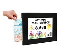 Americanflat 8.5x11 Kids Art Frame - Slide In 8.5x11 Picture Frame Holds 25 Artworks with One Opening and Art Storage - My Mini Masterpiece - Engineered Wood Molding - Changeable Display - Black