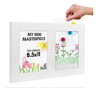 Americanflat 8.5x11 Kids Art Frame - Slide In Picture Frame with Two Openings and Art Storage - My Mini Masterpiece - Engineered Wood Molding - Changeable Display - Holds 25 Artworks per Slot - White