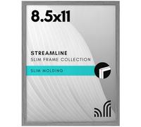 Americanflat 8.5x11 Picture Frame with Shatter-Resistant Glass - Streamline Collection - Thin Border Photo Frame for Tabletop and Wall Display - Hanging Hardware and Easel Stand Included - Grey