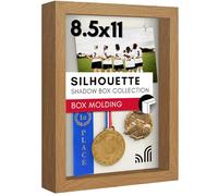 Americanflat 8.5x11 Shadow Box Frame in Dark Oak with Soft Linen Back - Engineered Wood with Polished Glass - Large Shadow Box Frame for Wall and Tabletop