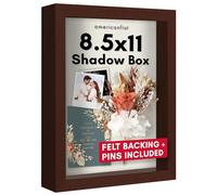 Americanflat 8.5x11 Shadow Box Frame with Shatter-Resistant Glass - Silhouette Collection - Large Shadow Box Display Case for Tabletop and Wall Display - Mahogany with Soft Felt Back